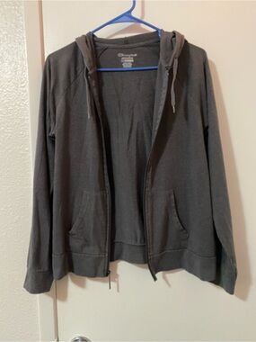 lightweight champion gray zip up hoodie